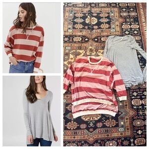 Free People lot of long sleeve tops shirt rugby red pink gray Henley oversized S